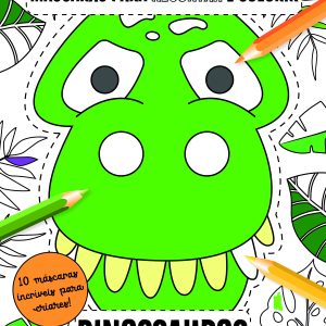 Máscaras para Recortar e Colorir: Dinossauros